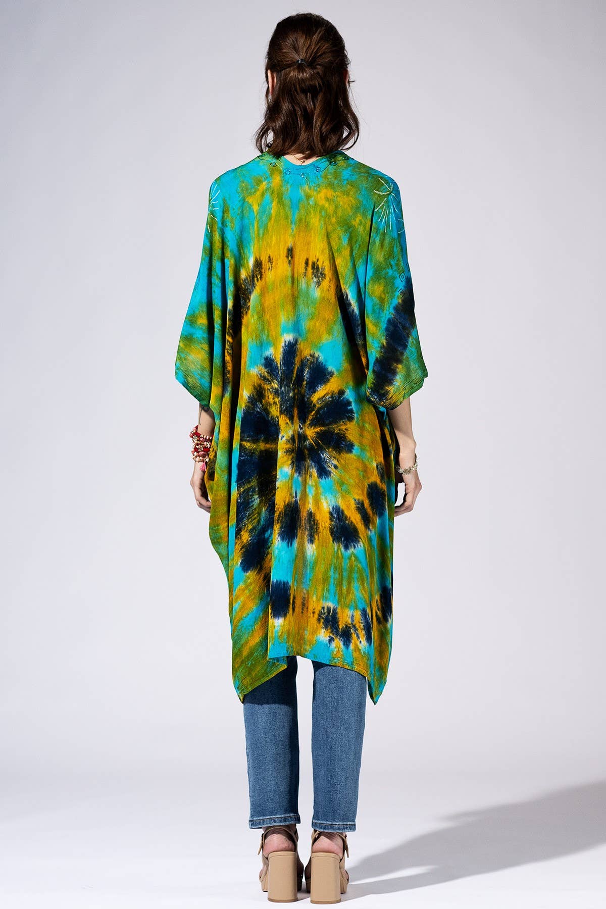 Teal Lagoon Tie-Dye Kimono