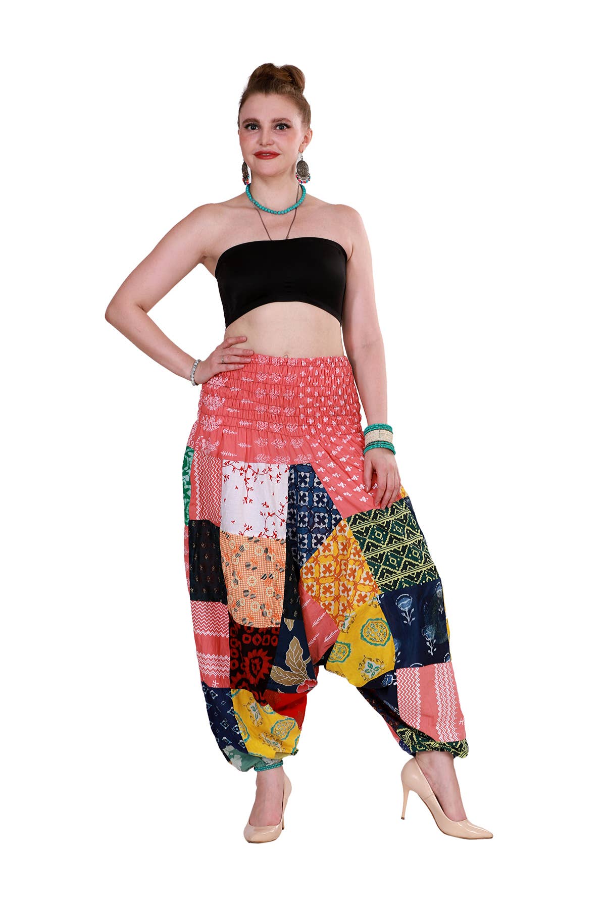 Women Patchwork Harem Pants Ballon Fit Baggy Jogger Mix Lot