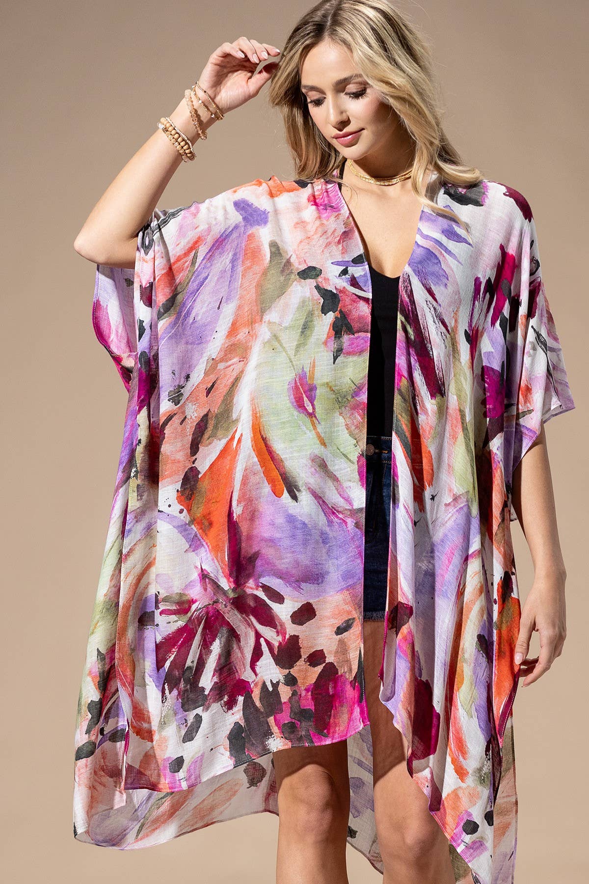 Watercolor Multi Viscose Kimono