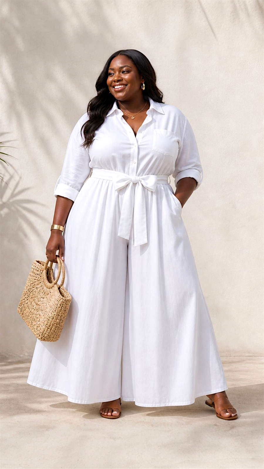 Look Women Palazzo Pant - White D50