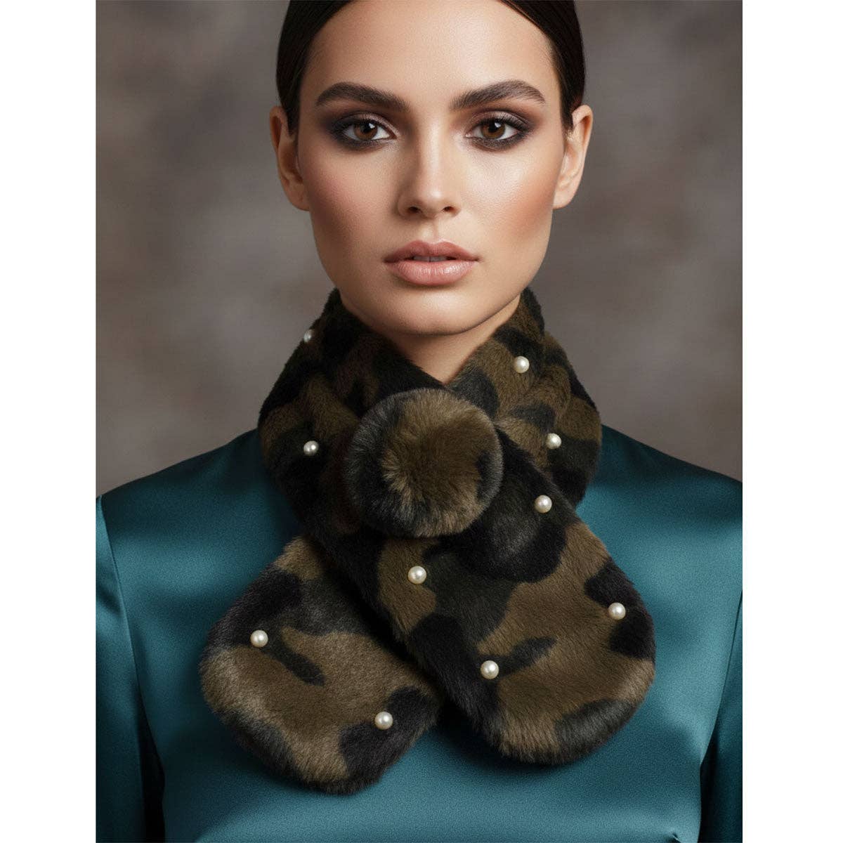 Scarf Faux Pearl  & Camo Accessories