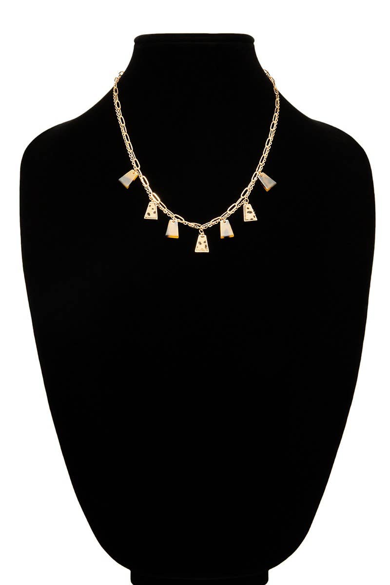 Genuine Leather and Tortoise Pendant Necklace