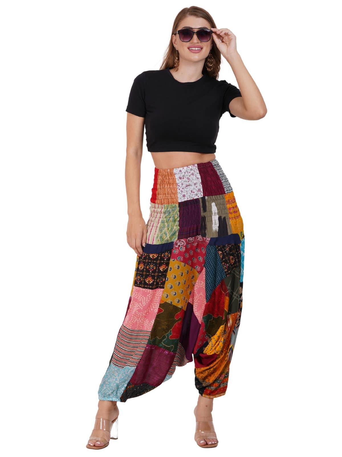 Women Patchwork Harem Pants Ballon Fit Baggy Jogger Mix Lot
