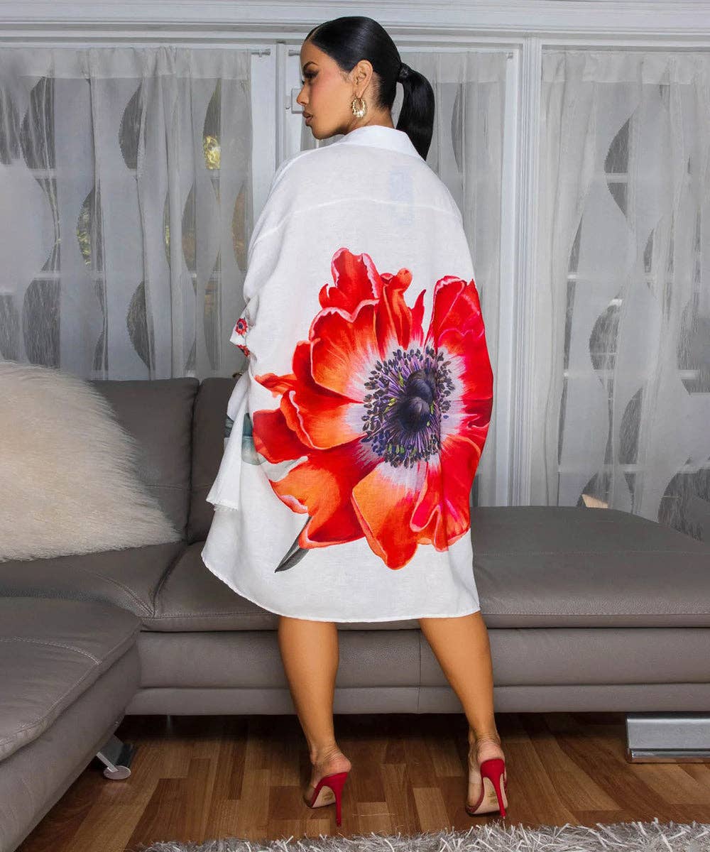 Lapel Collar High-Low Shirt Dress