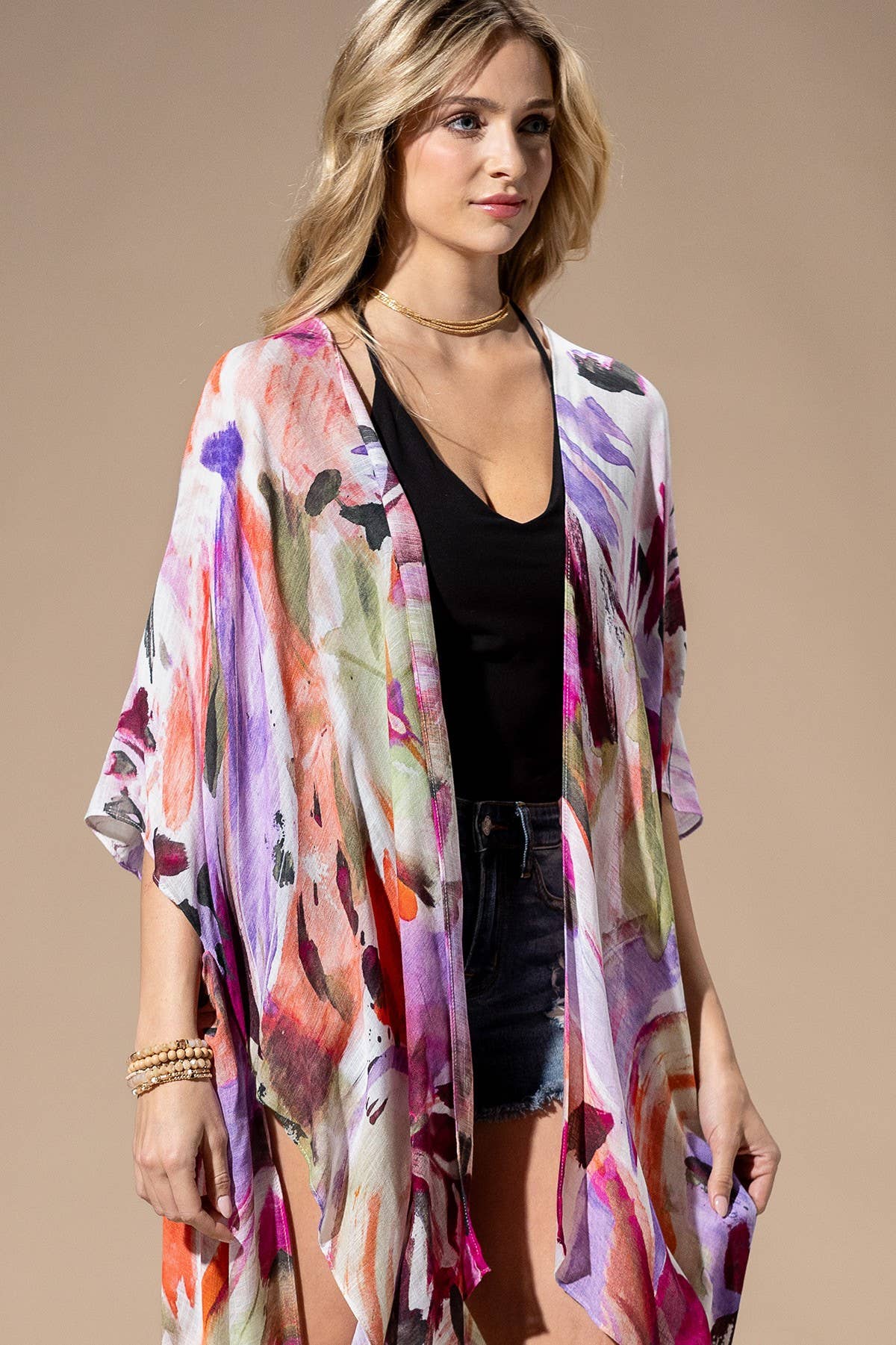 Watercolor Multi Viscose Kimono
