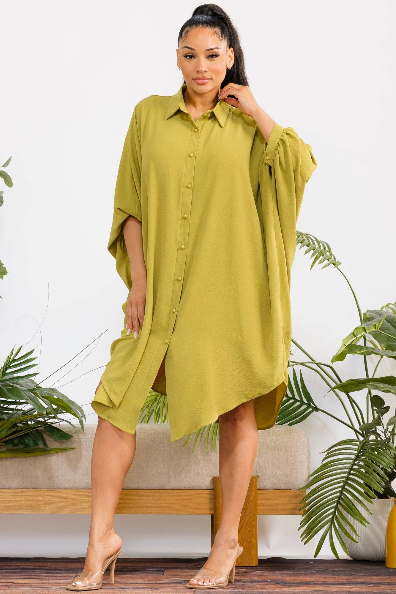 Oversized Shirt Dress Plus