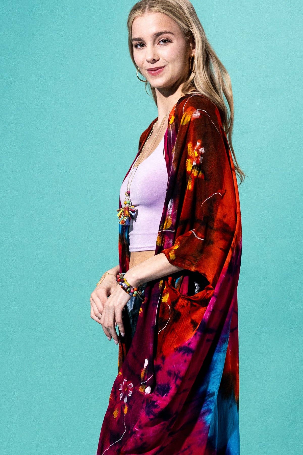 Aura Bloom Tie-Dye Kimono