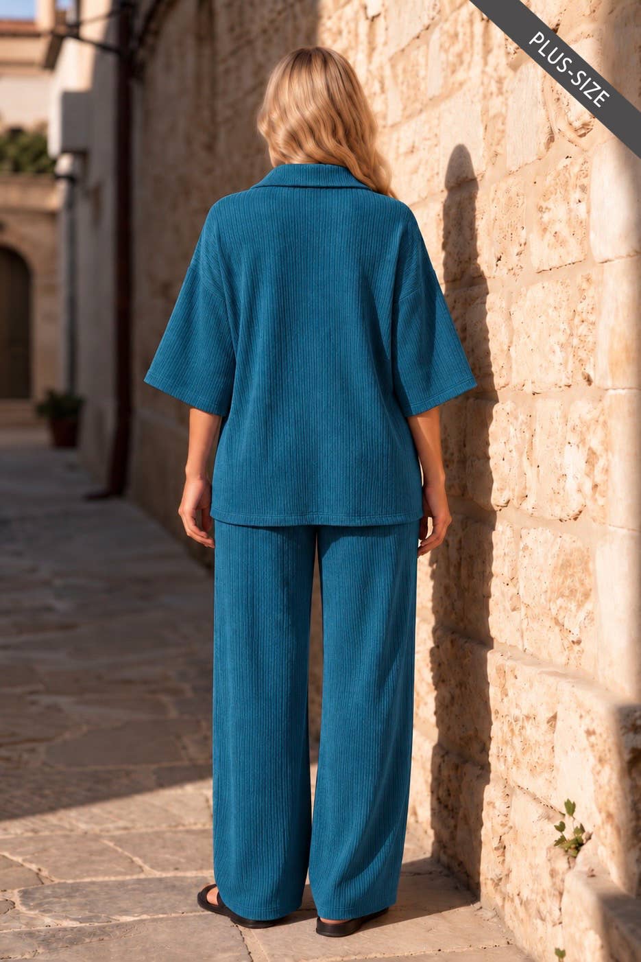 PLUS SIZE Avalon Textured Two-Piece Pant Set