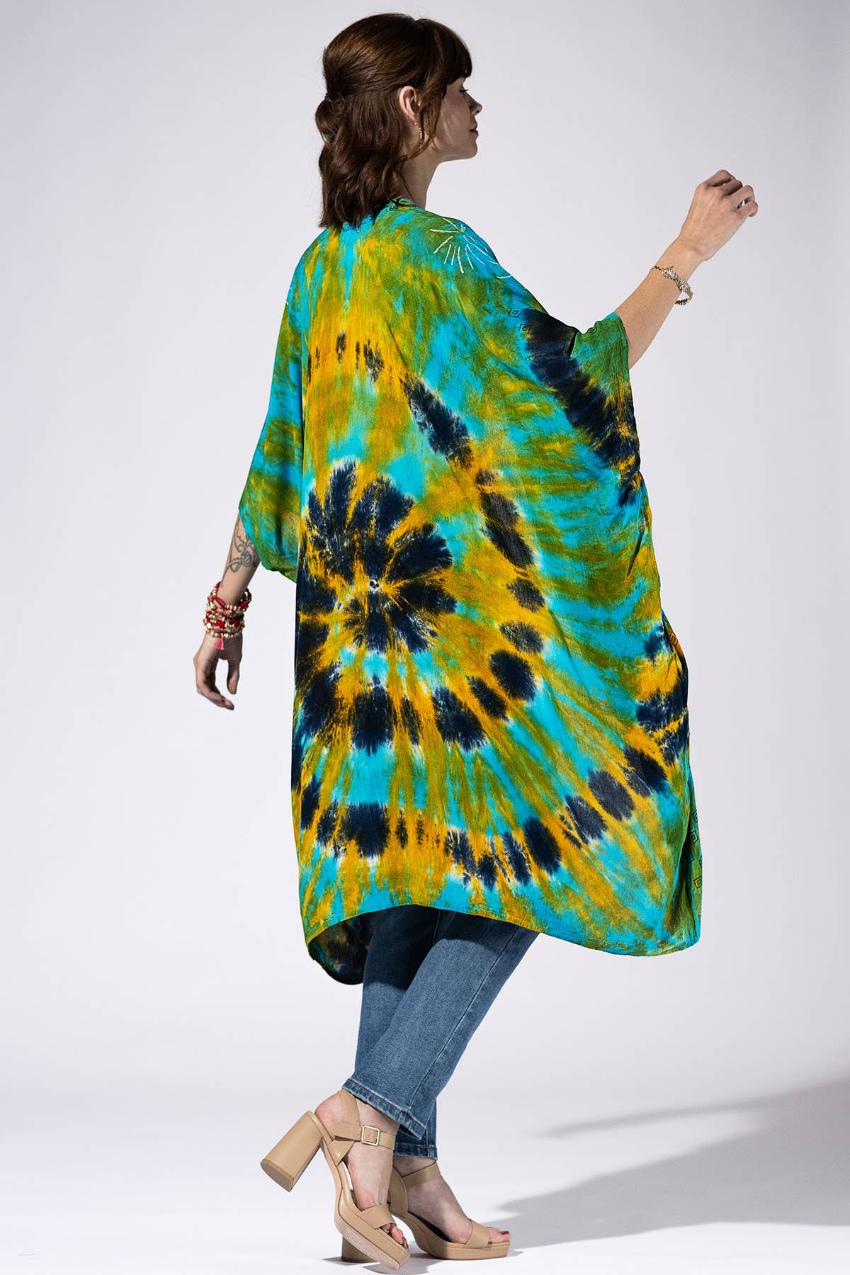 Teal Lagoon Tie-Dye Kimono