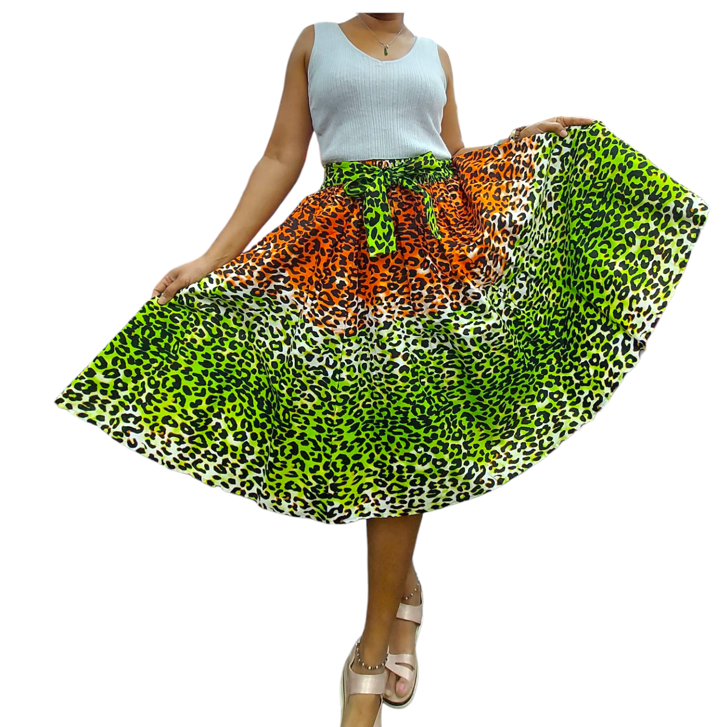 7012 Mid Length Flared skirt - Color Cheeta