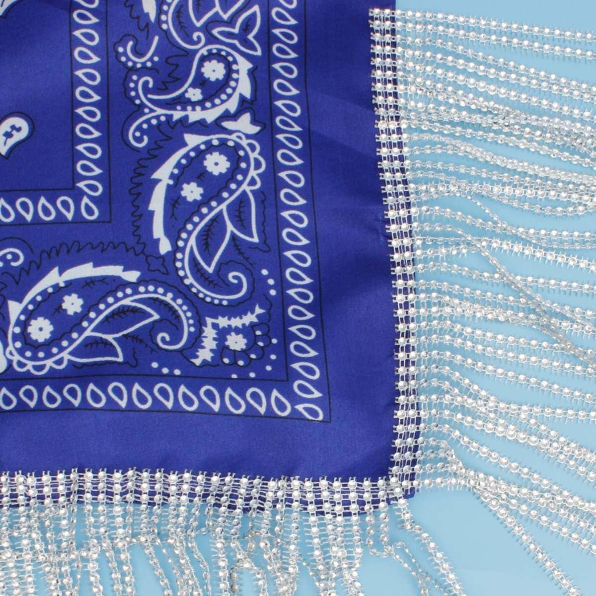 Bling Fringe Necklace - Blue & White