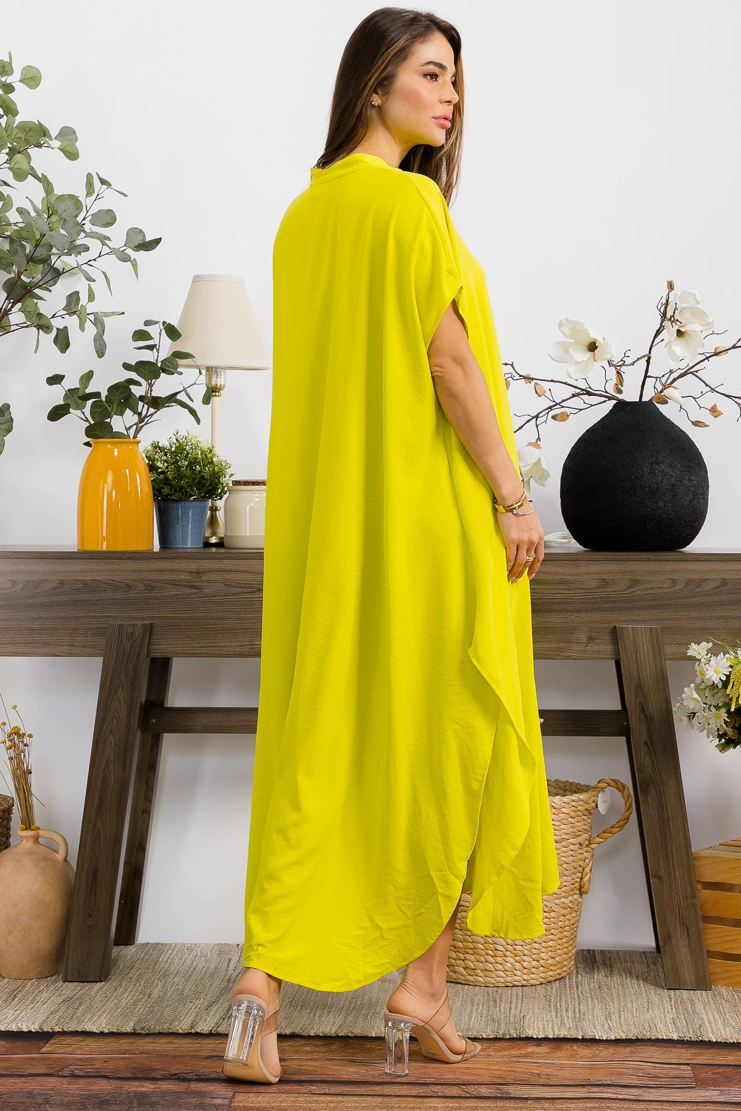 S25653-X Plus Size Relaxed Button Front Oversized Maxi Dress