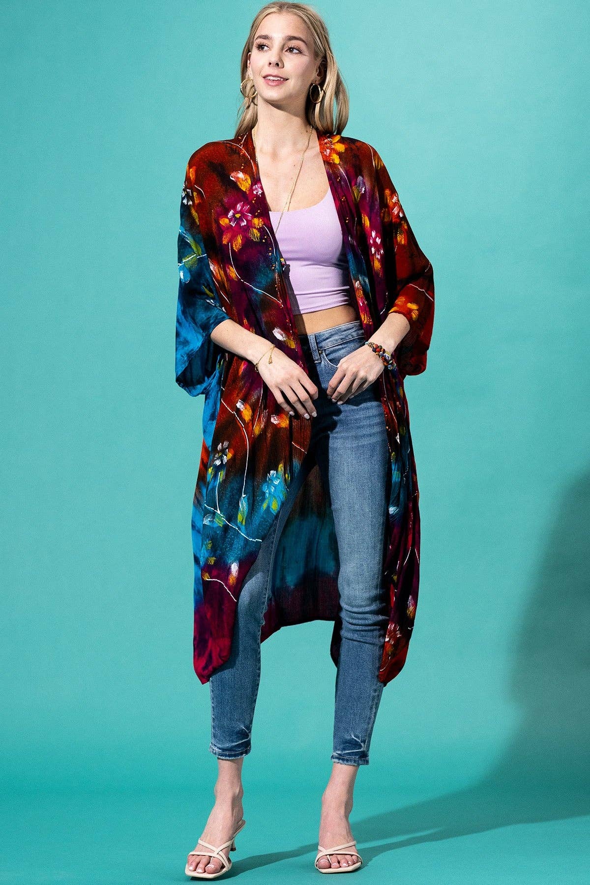 Aura Bloom Tie-Dye Kimono