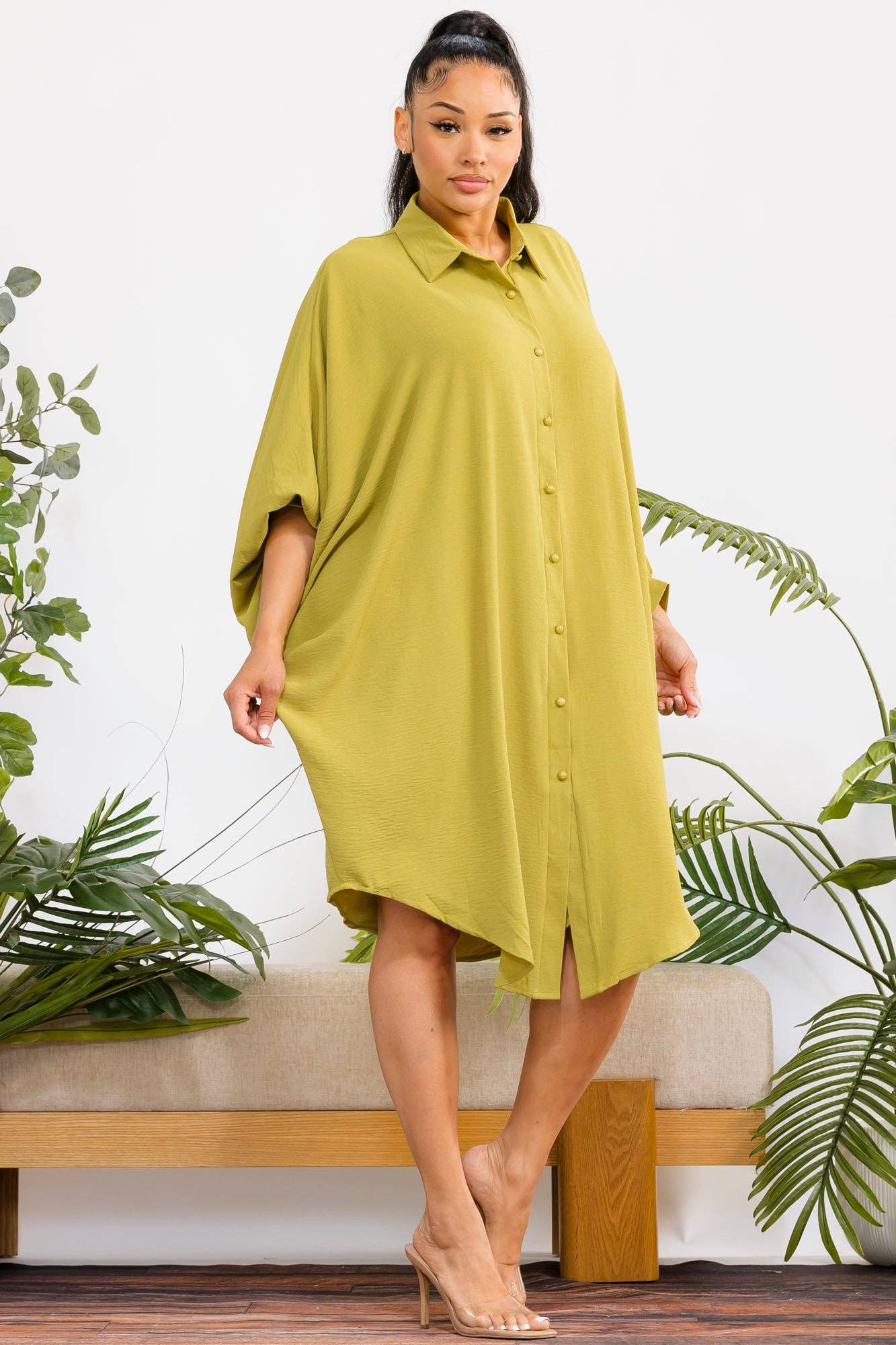 Oversized Shirt Dress Plus